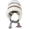 Gorro de Felpa Cálido de Invierno para Mujer Ciclismo Tejido Engrosado a Prueba de Viento Dulce y Lindo Circunferencia de Cabeza Grande Protección para las Orejas Sombrero para Viento y Nieve