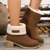 Botas europeas y americanas zapatos de algodón zapatos de invierno para mujer tacón grueso tacón alto botas de nieve dos usos felpa interior cálidos zapatos de mujer botas en stock