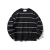TIMACHINE Suéter Retro Americano de Moda para Hombres y Mujeres Parejas Cárdigan de Punto Rayado Punto de Otoño Invierno MS175