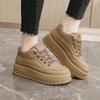KT2812 Novo Feminino Outono e Inverno Roupa Externa Cor Sólida Sapatos de Algodão para Neve Esporte Lazer Plus Veludo Algodão Solado Grosso Quente