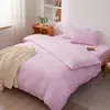 Conjunto de quatro peças de algodão puro liso para comércio exterior, modelo novo de primavera, lençol e capa de edredom 100% algodão para casa, atacado para hotéis