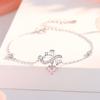 Aretes originales de corazón de niña con lazo, aretes encantadores de plata esterlina 925, circonita micro incrustada, estilo ins de celebridad de internet, joyería para la oreja