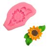 Molde de Silicone Oval Girassol de Flor Dupla com Folhas Molde para Gotejamento de Cola Pedra Aromática Giratória Molde de Gesso Molde Decorativo Diy