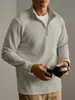 Sudadera con capucha para hombre, nueva, otoño/invierno, lana y seda, cuello alto, media cremallera, gruesa, cálida, capa base, manga larga, camiseta, top para hombre