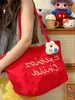 Bolsa de Hombro Nueva de Verano 2026 Estilo Coreano Bolsa de Lona Perezosa Bordado Simple Doble Cara Color Bloqueo Letra