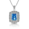 Collar de Piedra Preciosa de Colores con Corte Flor de Hielo Paraíba Transfronterizo Europeo y Americano Más Vendido con Colgante Paraíba Incrustado con Brillante Diamante de Alto Carbono