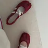 Zapatos Mary Jane planos de cuero esmerilado estilo francés para ballet para mujer, nuevo modelo de otoño 2026 con correas cruzadas y corte bajo