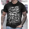 Nueva Camiseta Transfronteriza Europea y Americana para Hombre Impresión 3D Serie de Terror Oscuro Casual Moderna Calle Manga Corta Cuello Redondo Camiseta