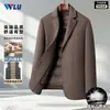 Traje casual para hombre, estilo de negocios otoño/invierno, color liso, lana ligera, lujoso business casual, lana de doble cara, chaqueta de traje hecha a mano
