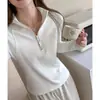 Camiseta premium de polar para otoño e invierno con media cremallera y manga larga para mujer, diseño estilo coreano, corte en el hombro derecho, moderna y versátil, se puede usar como capa exterior