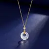 Collar de Plata de Ley S925 con Calcedonia Blanca y Cierre de Seguridad para Mujer, Lujo Accesible, Retro, Versátil, Estilo Nacional, Colgante Natural Nuevo Chinoiserie