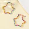 Pendientes coloridos de acero de titanio con forma de estrella de cinco puntas para mujer, pendientes de acero inoxidable frescos, sencillos y bonitos, joyería especial transfronteriza europea y americana.
