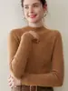 Nova coleção outono e inverno de suéteres de cashmere de alta costura ready-to-wear para mulheres, suéter de malha canelada gola alta meia, malha versátil de corte justo