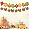 Nueva guirnalda y pancarta de decoración de Acción de Gracias transfronteriza, decoración de hoja de arce de otoño y pavo, pancarta y guirnalda del festival de la cosecha