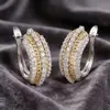 Pendientes Yanbai de Dos Tonos con Fila Completa de Diamantes de Lujo Europeos y Americanos Transfronterizos, Pendientes de Moda Elegantes y Exquisitos, Pendientes Únicos y Versátiles