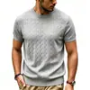 Camiseta tipo polo de punto trenzado para hombre, manga corta, estilo americano, cuello redondo holgado, estilo Old Money, para hombres jóvenes