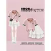 Camiseta de Manga Corta con Cuello Polo de Bloques de Color a la Moda para Niñas Verano Nuevo Estilo Dulce y Lindo Conjunto de Falda con Lazo