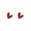 Aretes de Esmalte con Goteo de Aceite en Forma de Corazón Rojo, Estilo Simple de Moda Coreana, Diseño Moderno, Joyería para Orejas de Corazón de Nicho