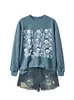 Sudadera casual de moda para mujer de Halloween con nueve marcos de calavera y lazo de estrella - Tienda independiente de Amazon eBay