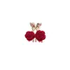 Pasador de Pelo de Rosa Roja de Alta Calidad Flequillo Flequillo Flequillo Flequillo Flequillo Flequillo para Mujer Cereza Delicada Incrustada de Diamantes Pinza Pequeña Elegante Adorno para el Cabello