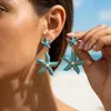 Brincos Populares Europeus e Americanos Transfronteiriços com Design de Nicho, Pingentes e Tarraxas de Estrela-do-Mar com Strass, Adequados para Uso Diário Feminino
