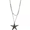 Collar Cruz y Estrella de Doble Capa para Mujer, Accesorio Subcultura Dulce-Genial Y2K, Cadena Larga de Sudadera para Chica Popular del Milenio