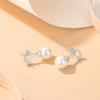 Mori aretes de botón de perla albaricoque de plata esterlina 925 para mujer, aretes de borla con cuentas de hoja de ginkgo, diseño nicho, joyería para la oreja ins