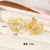 Luochen Pendientes de Corazón Hueco con Forma de Corazón y Circonita con Lazo Estilo Europeo y Americano Pendientes Creativos de Nicho Estilo Europeo y Americano