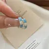 Elegância vintage! Brincos de franja em gota d'água com zircônia azul, brincos estilo corte francês, sensação de luxo leve e alta qualidade para mulheres
