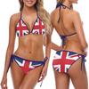 Maiô Mais Vendido da Amazon Maiô Sexy Feminino Estampa Bandeira Britânica Conjunto de Biquíni Biquíni Dividido