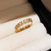Anel Aberto de Zircônia Banhado a Ouro Real 18K Nariz de Porco Anel de Dedo Indicador de Nicho Alto Padrão Joias Personalizadas para o Dia a Dia para Mulheres
