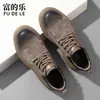 Sapatos Masculinos Primavera e Outono Tendência Estilo Britânico Bico Largo Couro Genuíno Sapatos Derby Casual de Negócios Cano Baixo Roupa de Trabalho Amarelo Botas Martin