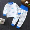 Conjunto de Pantalones de Cintura Alta para Niños que Protegen el Vientre, Estilo Primavera y Otoño, Ropa de Otoño para Bebés, Ropa Interior de Algodón Puro para Niñas, Pijama de Cuello Redondo para Niños