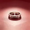 Nuevo anillo abierto para pareja con carácter de doble felicidad semicircular estilo chino, anillo de pareja doble felicidad estilo tailandés vintage envejecido, anillo ajustable estilo chino