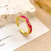 Anillo Venta Caliente Anillo de Trébol con Aceite Goteando Nicho Alta Gama Flor Colorida Anillo para Dedo Índice 2025 Nuevo Venta Caliente Mujer