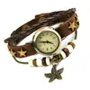 Pulsera de Cuero Electrónica Retro Versátil Personalizada con Estrella de Cinco Puntas y Colgante de Estrella de Mar con Cuentas Hecha a Mano Accesorio Unisex