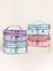 Bolsa de almacenamiento tres en uno transparente con láser hecha a medida transfronteriza para madre e hijo, bolsa de tocador y maquillaje de gran capacidad dividida para Amazon
