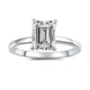 Anel de Moissanita Europeu e Americano Transfronteiriço Banhado a Ouro 18K, Corte Esmeralda, Moda Simples e Luxuosa Anel Feminino de Prata 925 Atacado