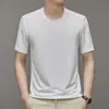 Camiseta de Manga Curta com Gola Redonda para Homens Jovens e de Meia-idade Verão Meia-manga Jacquard Solta de Seda Gelada para Homens de Meia-idade