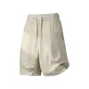 2026 Novo Estilo de Verão Shorts Casuais Masculinos Largos com Cordão Cor Sólida Tamanho Grande Calças Retas Texturizadas da Moda
