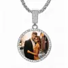 Collar Personalizado de Hip-Hop Europeo y Americano Transfronterizo Fila Única Zirconia Redonda Completa de Diamante Colgante de Marco de Foto de Moda para Hombre
