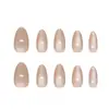 Uñas prefabricadas hechas a mano en un color albaricoque lechoso transparente, color sólido simple con efecto ojo de gato, estilo ins europeo y americano moderno, desmontables y portátiles, 30 piezas