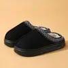 Pantuflas de Encaje Transfronterizas, Pantuflas de Algodón para el Hogar, Pantuflas Gruesas de Invierno para Pareja, Color Sólido, Cálidas, Forradas de Felpa, Pantuflas de Algodón Antideslizantes