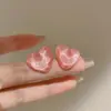 Design Simples de Nicho Sense Jelly Rosa Transparente Clipe de Orelha de Coração Brilhante Brincos Fofos Distintos de Menina Doce