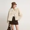 Casaco Curto de Pele Haining Estilo Jovem para Mulheres, Estilo Toscano, Integrado com Pele e Couro, Outono e Inverno, Tamanho Pequeno
