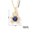 Collar de Oso con Diamantes Completo Transfronterizo Europeo y Americano para Mujer, Acero de Titanio Chapado en Oro Cobre Zirconita Microincrustada, Cadena para Clavícula Estilo Lindo y Dulce Colgante