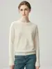 2026 Inverno Novo Cashmere Gola Redonda Tricô Manga Longa Botões nos Punhos Feminino Cor Sólida Camada Base Suéter