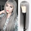 Peluca transfronteriza al por mayor para mujer, flequillo limpio, cabello largo, explosiones de Amazon, cabello largo y liso, realista, natural, negro, largo y liso, cubierta completa para la cabeza.