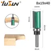Cutter reto com rolamento Yusheng 8x 19 verde pintura cabo de fresa para marcenaria com rolamento cutter reto de duas gumes fresa de perfilagem e acabamento