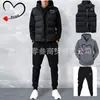 Comercio Exterior Transfronterizo Conjunto de Tres Piezas Sudadera Chaleco para Hombre y Mujer con Forro Polar y Estampado de Corazón Traje Deportivo con Capucha Casual